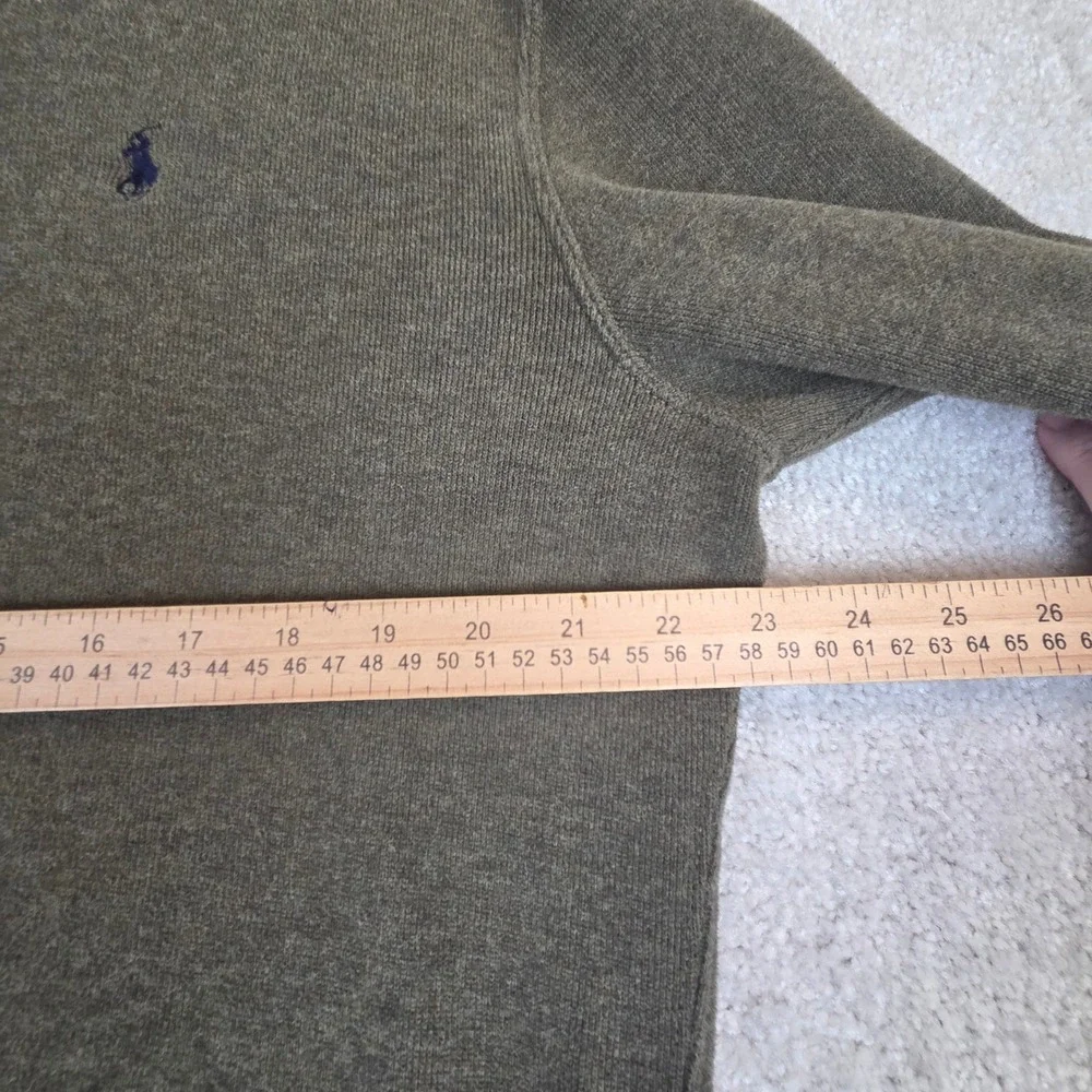 Polo Ralph Lauren Mens Olive Green Cotton Shawl Collar Pullover Sweater Large